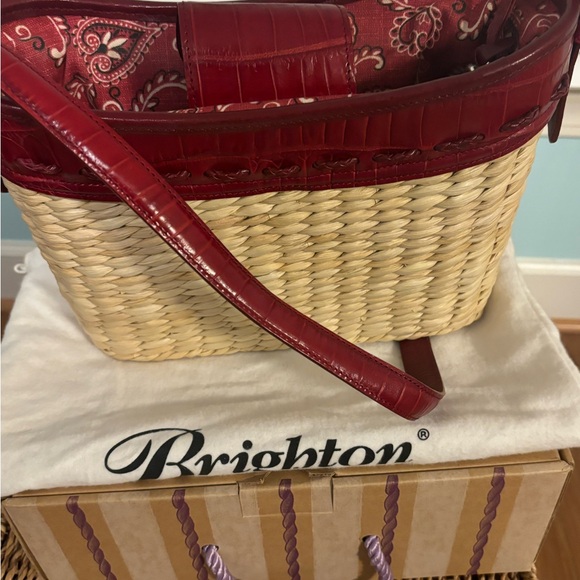 NWOT Brighton Woven and Red Leather Bag - Picture 8 of 9